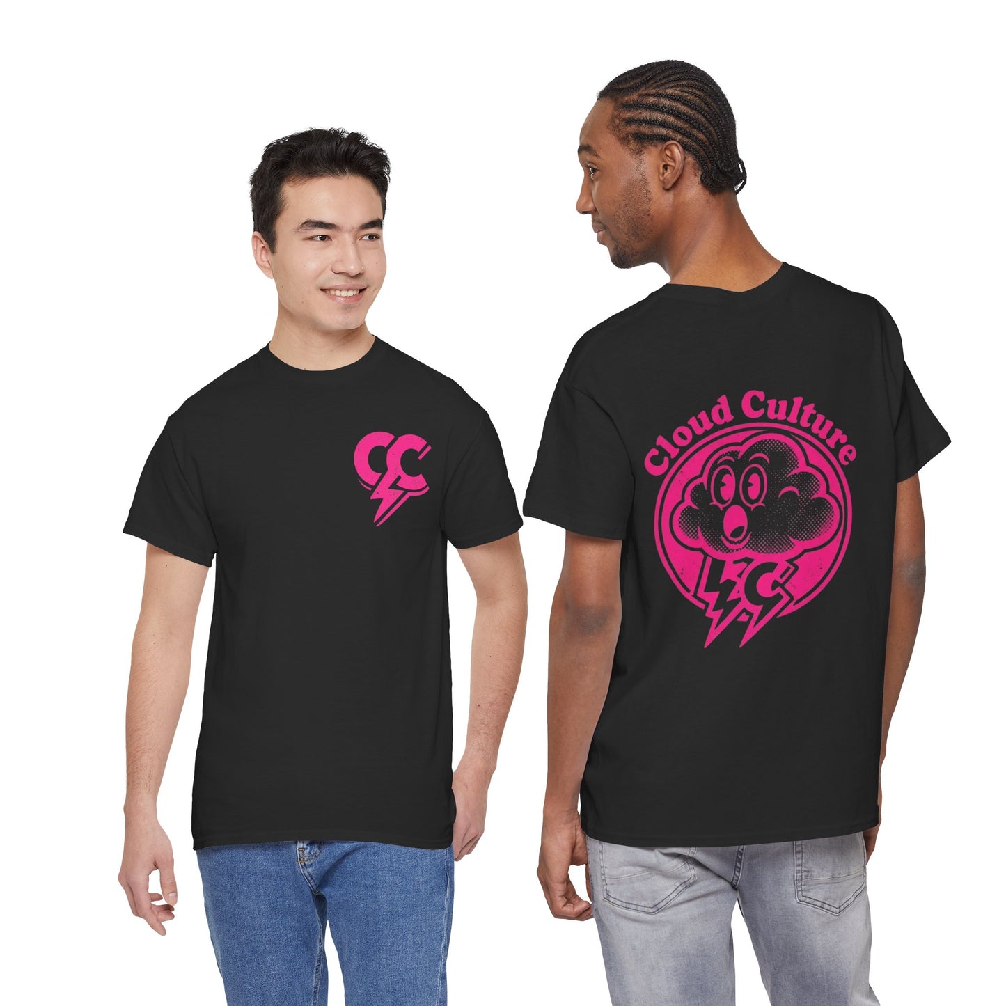 Cloud Culture Graphic Tee — Pink Lightning Cloud Logo T-Shirt