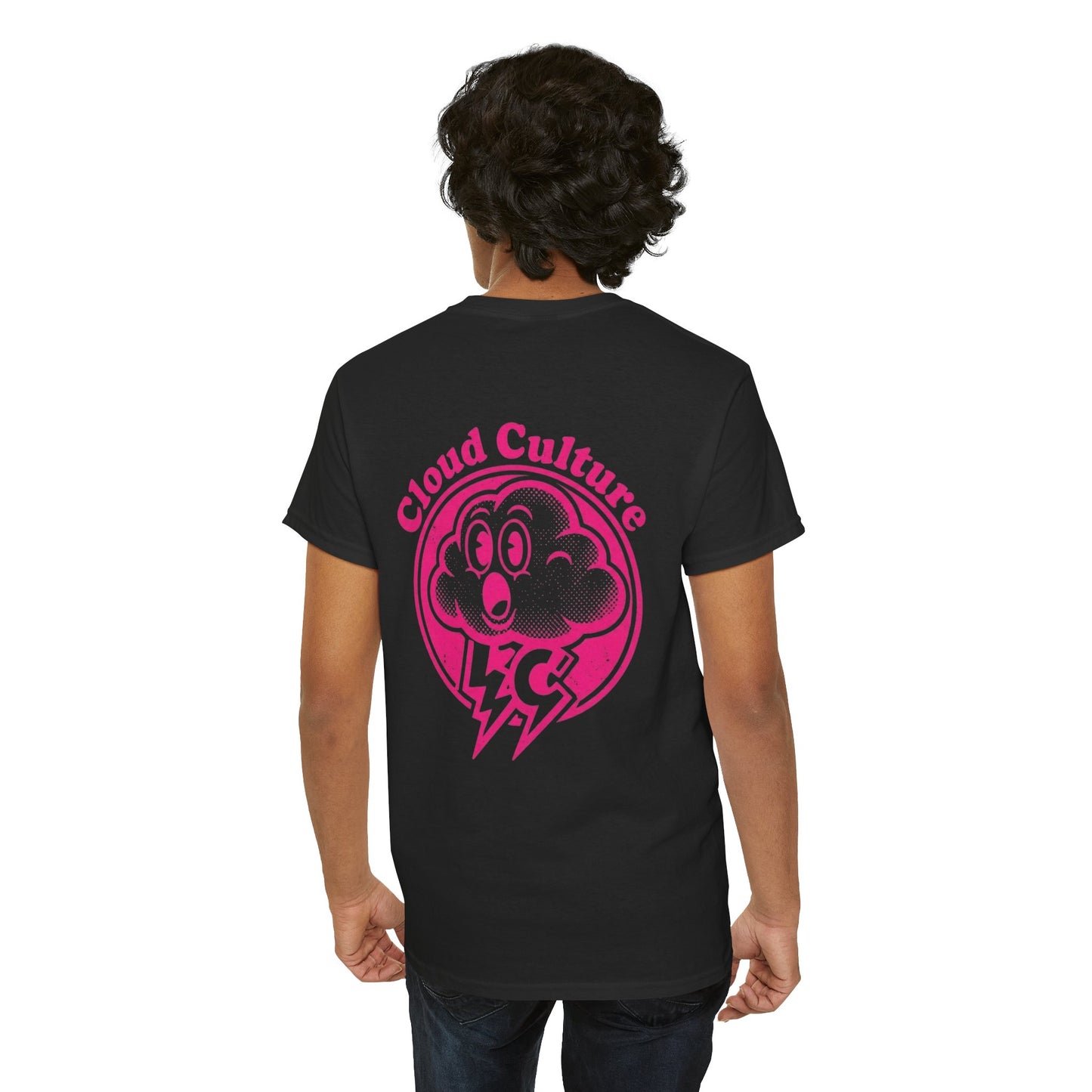 Cloud Culture Graphic Tee — Pink Lightning Cloud Logo T-Shirt