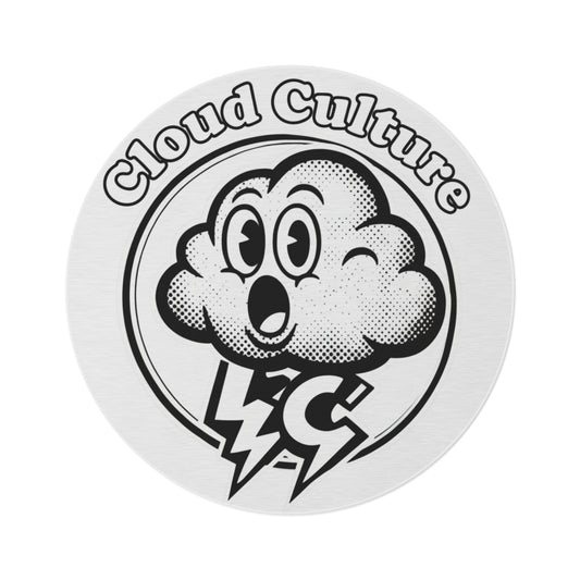 Cloud Culture Round Rug – Retro Cartoon Cloud Logo Floor Mat