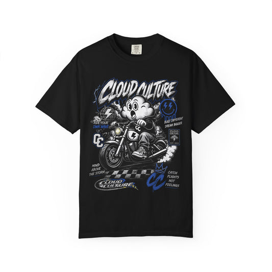 Cloud Culture Motorcycle Graphic Tee — Retro Cartoon Biker T-Shirt